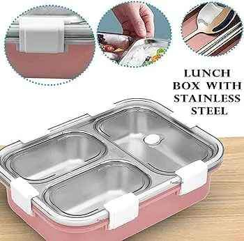 Tedemei Stainless Steel Lunch Box with 3 Compartments (1.2 L)